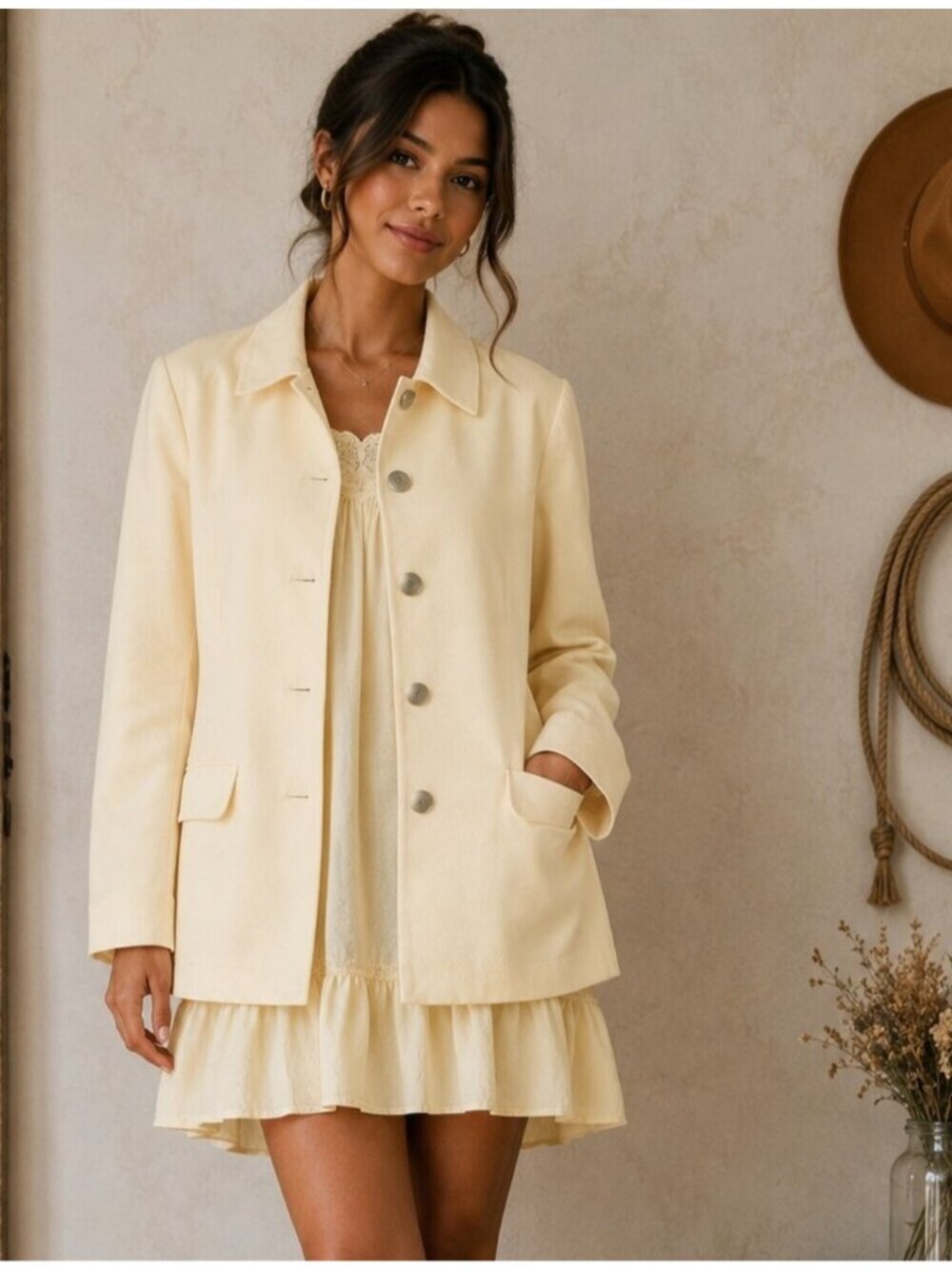 100% silk butter Yellow Peter Nygard jacket
